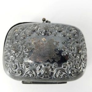 Silver Plated Purse Case Box Keepsake Trinket Holder Victorian Medieval Estate